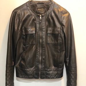 Massimo Dutti leather jacket black